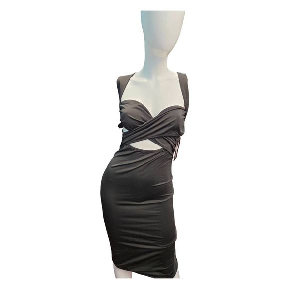 SHEIN NEW TAGS Black Bodycon Halter Dress Size Small - Picture 3 of 9